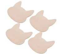 DECORNIJIA 4Pcs Wooden Cat Head Cutouts Unfinished Wood Craft Decorations DIY Painting Embellishments for Home School Creative Wall Art