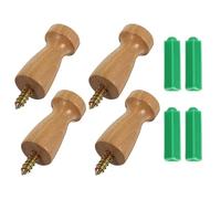 DECORNIJIA 4pcs Wooden Wall Hooks for Hanging Coats Hats and Towels Solid Hand-Polished Coat Hangers with Rounded Surface Wall Mounted Hooks for Home Office Dormitory Bathroom Use