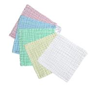 DECORNIJIA 5 pcs Cotton Washcloth Soft Absorbent Muslin Squares for Face and Hand Washing Multipurpose Newborn Towels in White Yellow Pink Green and Sky Blue