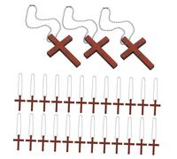 DECORNIJIA 50 Sets Natural Walnut Wood Cross Pendant Charms with Stainless Steel Chains for Men Women Religious Christian Christmas Decor Home Office Faith Symbols