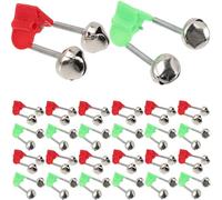 DECORNIJIA 50Pcs Fishing Rod Alarm Bells Dual Alert Night Fishing Sound Reminder Stainless Steel Red Green Fish Bite Indicator for Beginners and Enthusiasts
