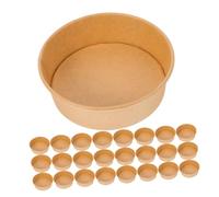 DECORNIJIA 50pcs Kraft Paper Takeout Containers Round Food Bowls for Chinese Takeaway Bulk Packaging Kraft Paper Meal Prep Boxes for Soups Noodles Salads Events Deliveries