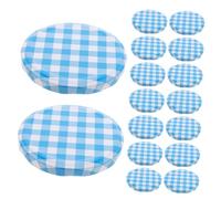 DECORNIJIA 50pcs Mason Jar Lids Blue Checkered Wide Mouth Canning Jar Covers Regular 82# 8.5cm Metal Screw-on Lids Honey Containers