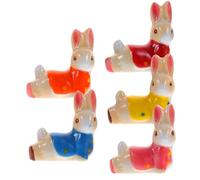 DECORNIJIA 5Pcs Ceramic Chopsticks Holder Rabbit Shape Cute Tableware Rest Rack for Dining Table Kitchen Decor Stable Chopstick Spoon Fork Stand in Yellow Red Pink