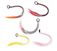 DECORNIJIA 5pcs Children Wig Ponytail Hair Rope Braid Gradient Colour, Comfortable Fibre Material for Daily Life and Parties, Easy Hairstyle Change and Secure Fixation Style