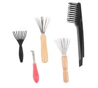 DECORNIJIA 5pcs Hairbrush Cleaning Comb with Ergonomic Handle for Easy Hair Removal Deep Bristle Cleaning Hooks for Salon and Daily Use Efficient Dust and Residue Removal Tool