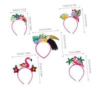 DECORNIJIA 5pcs Hawaiian Party Headbands Tropical Flower Luau Flamingo Coconut Tree Palm Leaves Hair Hoops for Beach Parties Comfortable Fit Adults Teens