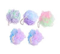 DECORNIJIA 5Pcs Mesh Shower Poufs Bath Sponge for Women and Men Soft Exfoliating Bath Sponges with Skin Friendly Material Gentle Body Scrubber with Refreshing Color Mix Random Color