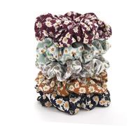 DECORNIJIA 5Pcs Multicolor Floral Chiffon Hair Scrunchies Ponytail Holders for Women Elastic Bands Seamless Design Sweet Vibrant Colors Hair Accessories