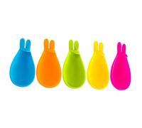 DECORNIJIA 5Pcs Silicone Rabbit Shaped Tea Bag Hangers Reusable Wear-resistant Tea Holders with Spoon Rest for Household Supply