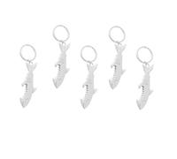 DECORNIJIA 5pcs Small Silver Metal Shark Bottle Opener Keychains Stylish Key Decoration Pendant for Men Women Key Holder Ring Accessories