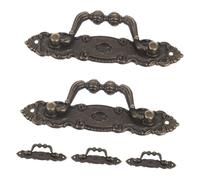 DECORNIJIA 5pcs Vintage Bronze Alloy Pull Handles Retro Style Decorative Cabinet Drawer Knobs with Concealed Mounting for Wardrobe Dresser Cupboard Antique Finish