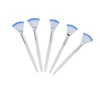 DECORNIJIA 5pcs White Flexible Facial Mud Mask Brush for Home Salon Soft Fan-shaped Skin Care Tools for Applying Clay Peel Masks Serums with Comfortable Handle