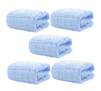 DECORNIJIA 6-Layer Pure Cotton Baby Washcloths Muslin Burp Cloths Soft Drool Towels for Newborns and Infants Blue 5pcs Set Baby Essentials Hand Towels
