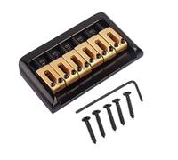 DECORNIJIA 6 String Black Hard-tail Fixed Bridge for Electric Guitar Replacement Fully Adjustable Saddles for Height and Intonation Copper Construction Top-loading Design with Wrench and