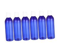 DECORNIJIA 6pcs 250ml Travel Lotion Bottle and Shampoo Dispenser Set Portable Press Cap Empty Cosmetic Containers Blue Bottles with White Lids for Travel and Daily Use