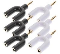 DECORNIJIA 6pcs 3.5mm Headphone Splitter Cable 1 to 2 Aux Audio Adapter for PC Computer Dual Jack Earphone Connector White Black