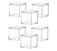 DECORNIJIA 6Pcs Acrylic Candy and Jewelry Storage Boxes with Lids, 8X8X8Cm 420Ml Square Cube Containers for Valentine’S Day Packaging and Display