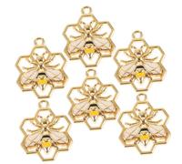 DECORNIJIA 6pcs Bee Charm Pendants for DIY Jewelry Making Metal Honeycomb Charms for Necklaces Bracelets and Earrings for Craft Lovers and Making Animal for Occasions