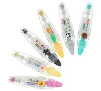 DECORNIJIA 6Pcs Cartoon Animal Correction Tapes Each DIY Decorative Scrapbook Tape for Stationery with Easy Press Design Cute Panda Dog Owl Cat Crocodile Shapes for Crafting and Office Use