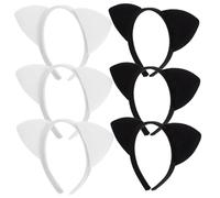 DECORNIJIA 6pcs Cat Ear Headbands Soft Plush Party Hairbands for Comfortable Fit Cute Animal Ear Design Cosplay Accessories for Halloween Festival Black White