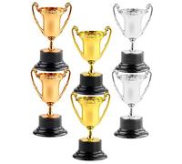 DECORNIJIA 6pcs Competition Trophy Cups Plastic Champion Award Trophies for Sports Events and Parties Gold Silver Bronze Celebration Cups Easy to Hold and Clean