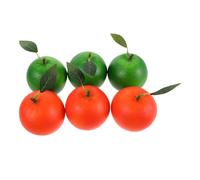 DECORNIJIA 6pcs Fake Oranges with Leaves Realistic Foam Fruit Decor for Kitchen Party Office Display Lightweight Artificial Orange Props for Food Photography Supermarket Stands