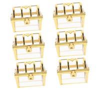 DECORNIJIA 6pcs Gold Plastic Treasure Chest Candy Boxes Wedding Keepsake Party Favor Storage Boxes Small Decorative Gift for Wedding and Event Use