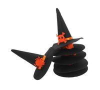 DECORNIJIA 6pcs Halloween Felt Witch Hats Soft Wizard Caps for DIY Doll Crafts Pets Masquerade Cosplay Party Decorations with Classic Including Skull Spider Cat Elf Pumpkin Bat