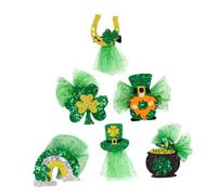 DECORNIJIA 6pcs Irish Shamrock Hair Clips Set for Teens Delicate Multi-shaped Hair Barrettes with Rainbow Leprechaun Hat Horseshoe Gold Coin Designs for St Patrick’s Day Celebration