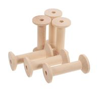 DECORNIJIA 6pcs Large Unfinished Wooden Spools Empty Thread Bobbins Solid Wood Sewing Ribbon Holders for Embroidery Wire Weaving Crafting and DIY Organization