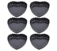 DECORNIJIA 6pcs Mini Heart Shaped Tart Pans with Removable Bottom, Nonstick Carbon Steel Mini Cake Molds for Baking Quiches, Egg Tarts, and Desserts, 4-inch Small Heart Cake Pans for Home Use