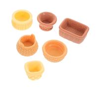 DECORNIJIA 6pcs Miniature Woven Baskets for Dollhouse Decoration Small Resin Craft Fruit and Bread Baskets with Handles Compact DIY Landscaping Accessories for Tiny Spaces and Photo Props