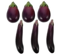 DECORNIJIA 6pcs Realistic Artificial Eggplant Vegetable Models for Photography and Classroom Education Lifelike Faux Food Props for Home Restaurant Cafe Decoration Non-rotting Display