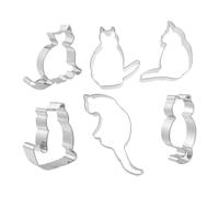 DECORNIJIA 6pcs Stainless Steel Cat Shaped Biscuit Cutters for DIY Baking Cake Dessert Molds Reusable Food Grade Cookie Pastry Tools for Dough Candy Bread Jelly and More