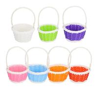 DECORNIJIA 7 Pcs Easter Egg Baskets Set, Portable Plastic Woven Flower Baskets with Handles, Multipurpose Storage and Picnic Bins and Home Organization Random Color