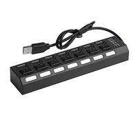 DECORNIJIA 7-port USB Hub USB 2.0 Multi Charger Hub with High-speed Data Transfer 480mbps Ergonomic Design Black Metal Plastic for Laptop PC
