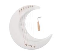 DECORNIJIA 7 String Moon Shaped Lyre Harp for Beginners Compact Wooden Music Instrument with Tuning Wrench Elegant Crescent Design for Adults Music Practice and Learning