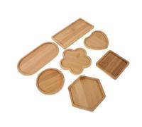 DECORNIJIA 7pcs Bamboo Mosaic Bases DIY Coaster Tray with Square Oval Heart Hexagon Flower Shapes for Crafting Sustainable Bamboo Coasters for Mosaic Art Projects and Home Decor