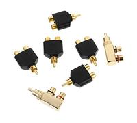 DECORNIJIA 7pcs Male to Female Right Angle Y Splitter Adapter Set Gold Plated Pure Copper Audio Plug for Tv Amplifier Mixer Video Player Subwoofer Connections in Tight Spaces