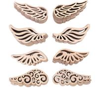 DECORNIJIA 80pcs DIY Wooden Wing Patch Creative Hand-Painted Sturdy Angel Wing Shape Beige Coloring Craft for Pretend Play Games and Artistic Creation