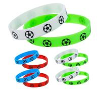 DECORNIJIA 8Pcs Football Silicone Wristbands High Elasticity Sports Bracelets for Soccer Fans Team Group Party Favors with Red White Blue Green Colors