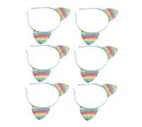 DECORNIJIA 8Pcs Rainbow Glitter Cat Ears Headband Non-slip Hair Hoop for Women Festive Hair Accessory for Halloween Costume Birthday Party Photo Shoot Carnival Christmas