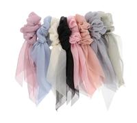 DECORNIJIA 8Pcs Solid Color Elastic Hair Knot Bands with Buckle Long Cloth Hair Ropes for Women Durable Ponytail Holders Mixed Colors Suitable for Everyday Use and Various Hairstyles
