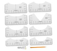 DECORNIJIA 8pcs Transparent PVC T-shirt Ruler Guide Kit with Tape Measure and Marker Flexible Sewing Alignment Tool for Accurate Centering Heat Press Quilting and Craft Projects
