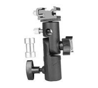 DECORNIJIA Adjustable Light Stand Adapter Flashlight Holder and Umbrella Bracket for Photography Studio, Compatible 1/4 and 3/8 Mounts, Black Camera Flash Mount for Dslr and Led Lights