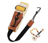 DECORNIJIA Adjustable Ukulele Strap No Drill Design with Double Hook Clip Comfortable Shoulder Belt for Portable Use in Music Practice Yellow Plaid