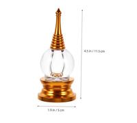 DECORNIJIA Alloy Crystal Bodhi Tower Ornament Small Buddhist Pagoda Statue Meditation Decor for Office Desk Home Feng Shui Blessing
