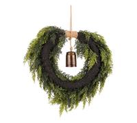 DECORNIJIA Artificial Cedar Heart Wreath with Bell Christmas Door Garland for Front Door Porch Fireplace Wall Decor Winter Greenery Reusable Holiday Decoration