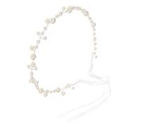 DECORNIJIA Artificial Pearl Hairband Wedding Headband for Brides White Soft Chain Hair Accessory Bridal Hair Decor Fairy Headband for Wedding and Special Occasions